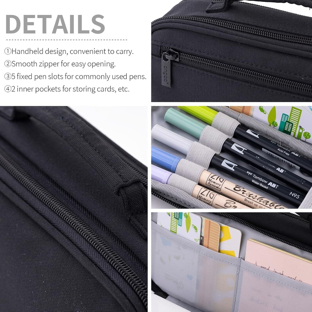 EASTHILL Large Capacity Pencil Case Pen Pouch Organizer Canvas Black