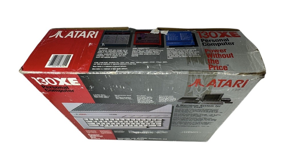 Atari 130XE Computer w/Box, Power Supply, Cables & Manual ~ Untested Powers On