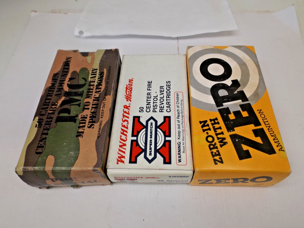 3 Empty Vintage Ammo Boxes Zero -- PMC -- Winchester -- No inserts 38 Special