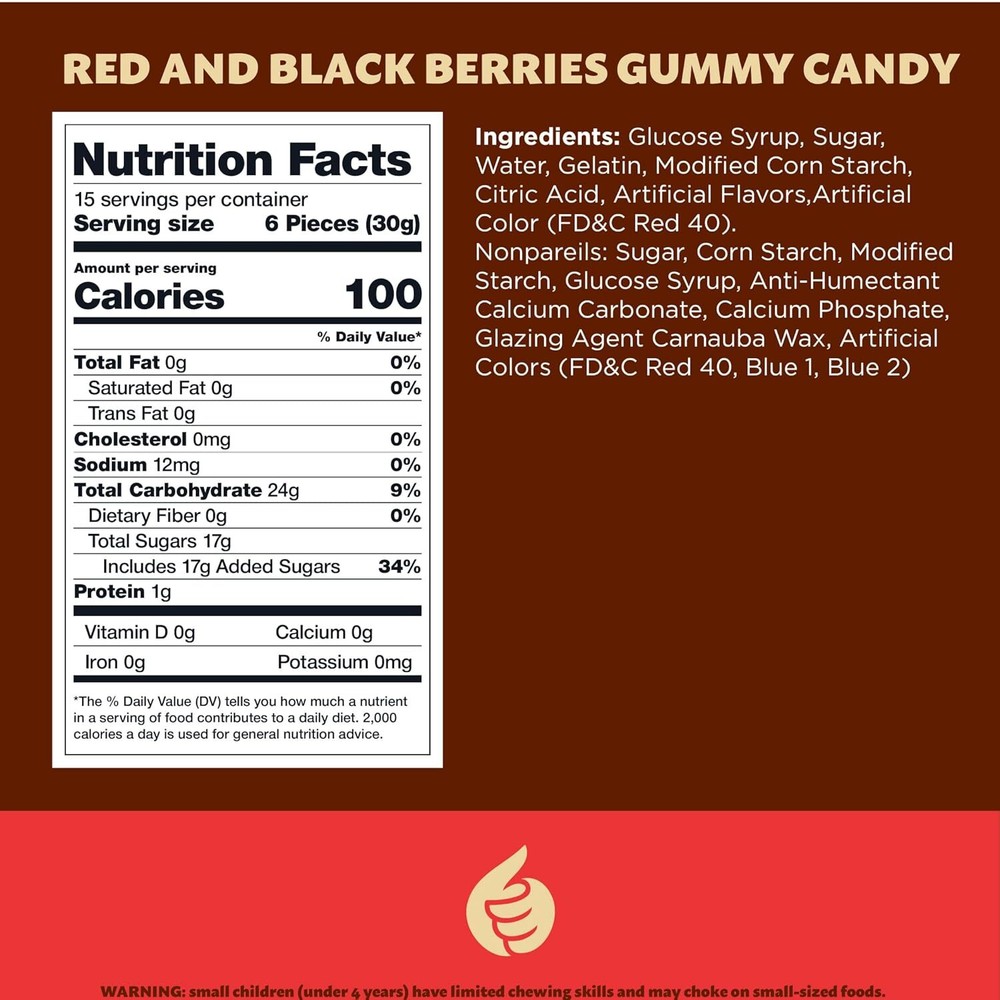 Red and Black Berries Gummy Candy, 1-Pound Bag