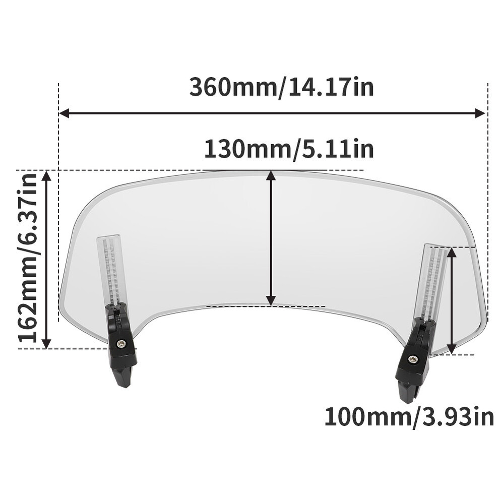 36CM Motorcycle Windshield Clear Wind Screen Deflector Extension Spoiler Clip-On