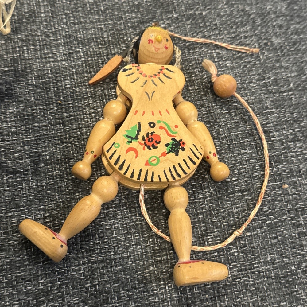 Vintage M. Gschnitzer Austrian Wooden Pull String Jointed Puppet