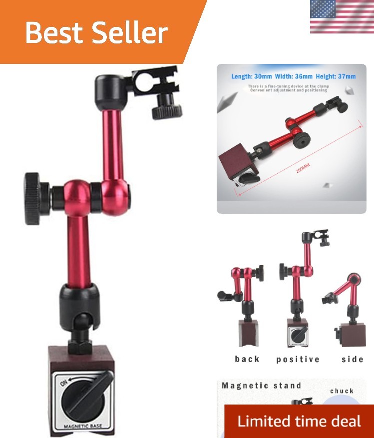 Versatile Red Magnetic Base Stand for Accurate Dial Testing - Easy Adjustment