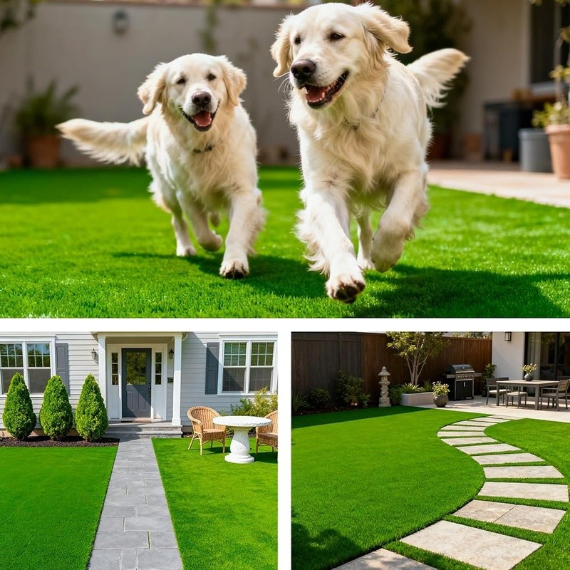 Durable Artificial Grass Turf UV Resistant Easy Drainage Soft Surface Pets New