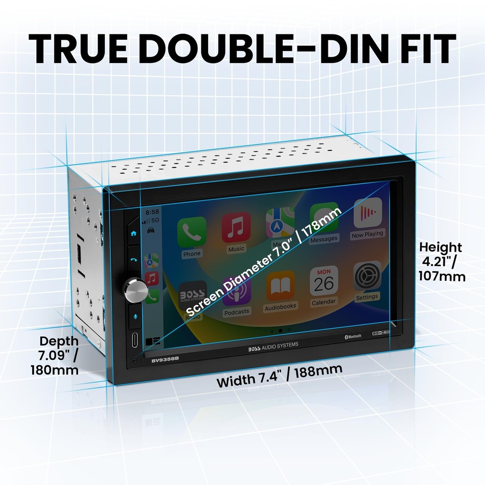 BOSS Audio Systems BV9358B Car Stereo – Wireless CarPlay Android Auto, Dou