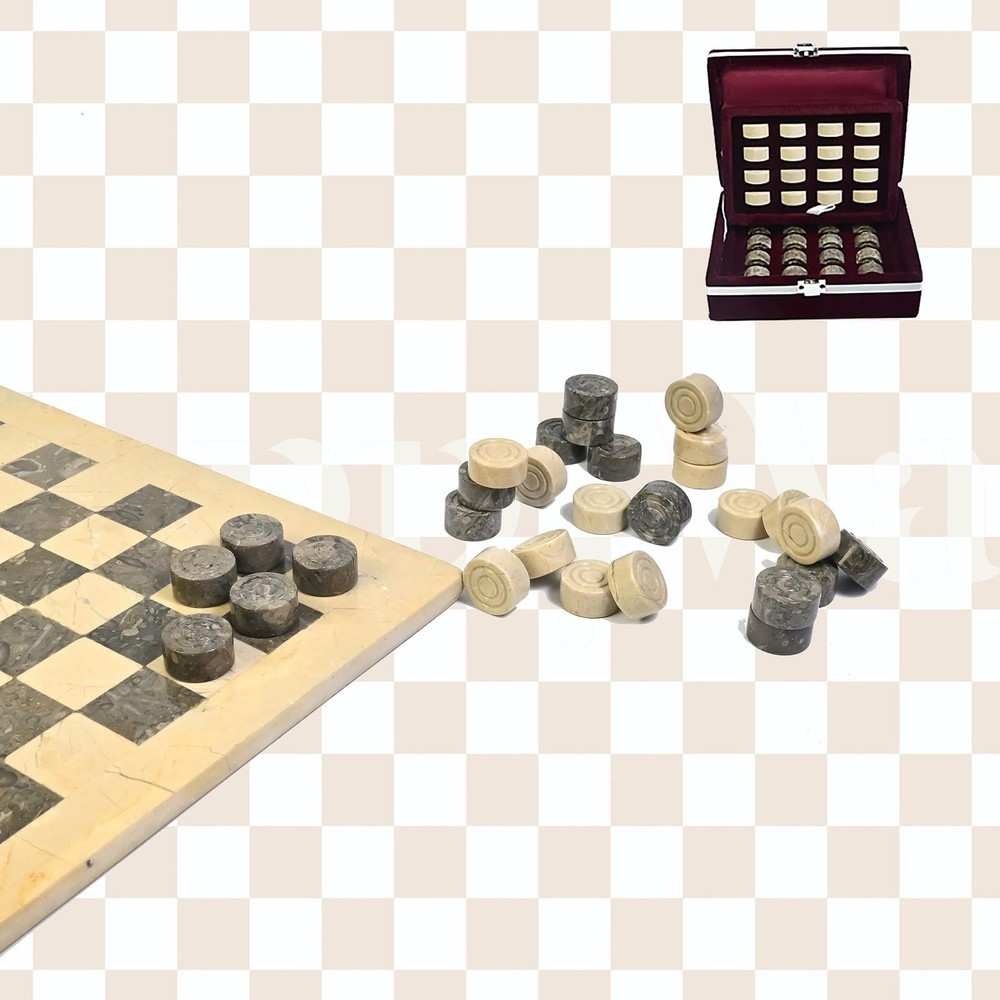 Elegant Marble checker pieces with Storage Box