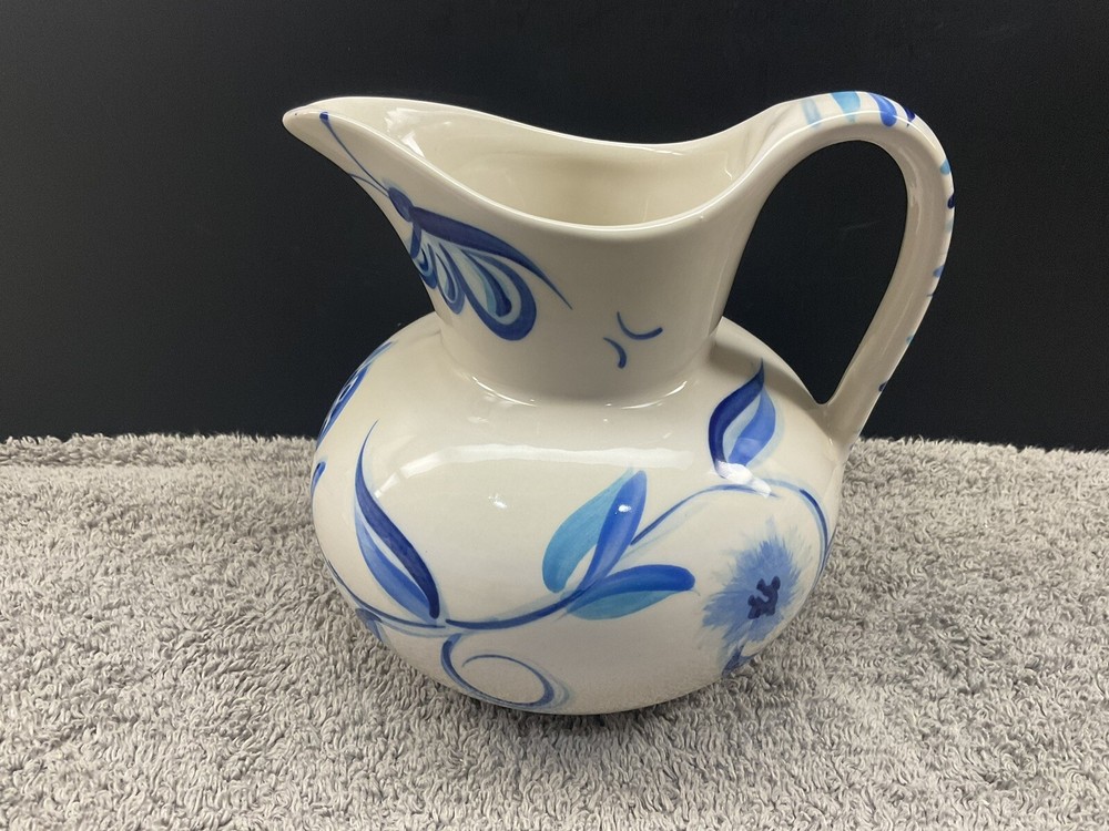 2005 Gail Pittman/ 5” Pitcher/ Butterfly Blue Pattern/Excellent