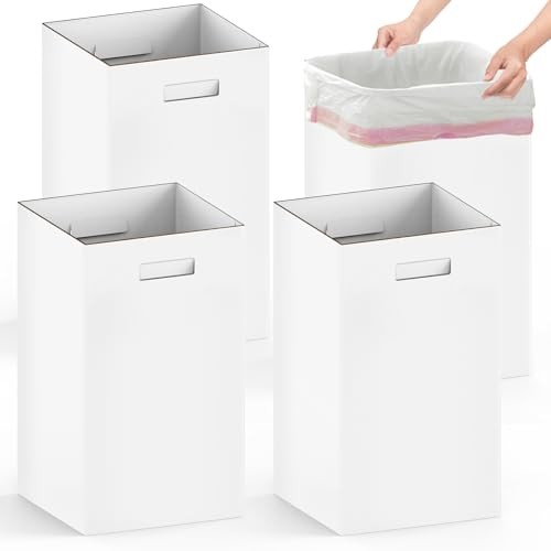 Extra Strong Corrugated Cardboard Portable Garbage Can, 4 Pack Reuseable and