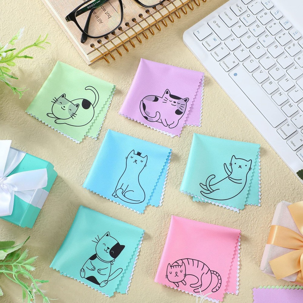 Sinmoe 20 Pcs Microfiber Cleaning Cloth Cute Kitty Cat Design Micro... Fast Ship