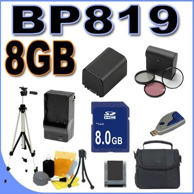 BigVALUEInc BP-819 Replacement Battery/Rapid Charger 8GB SD Filter Kit Bundle...