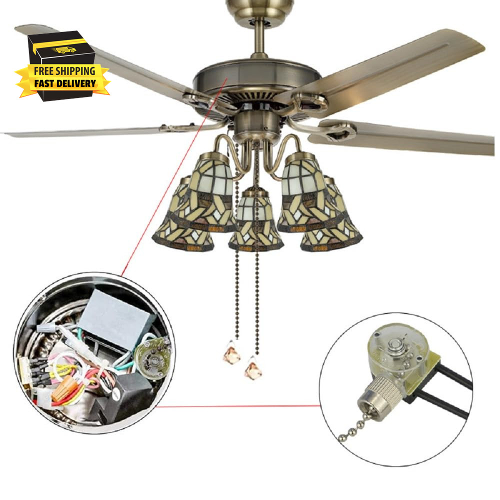 1 Pcs ZE-109 Ceiling Fan Light Pull Chain Switch, Two-Wire On-Off Speed Pull Cha
