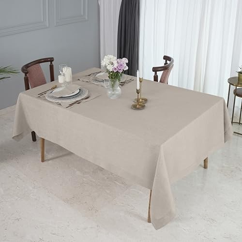 Linen Tablecloth 60 x 90 Inch - 100% Pure 90" x 60" (Rectangular) 02 - Natural