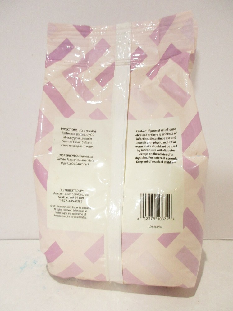 Solimo Epsom Salt Soaking Aid, Lavender Scented, 3 Pound