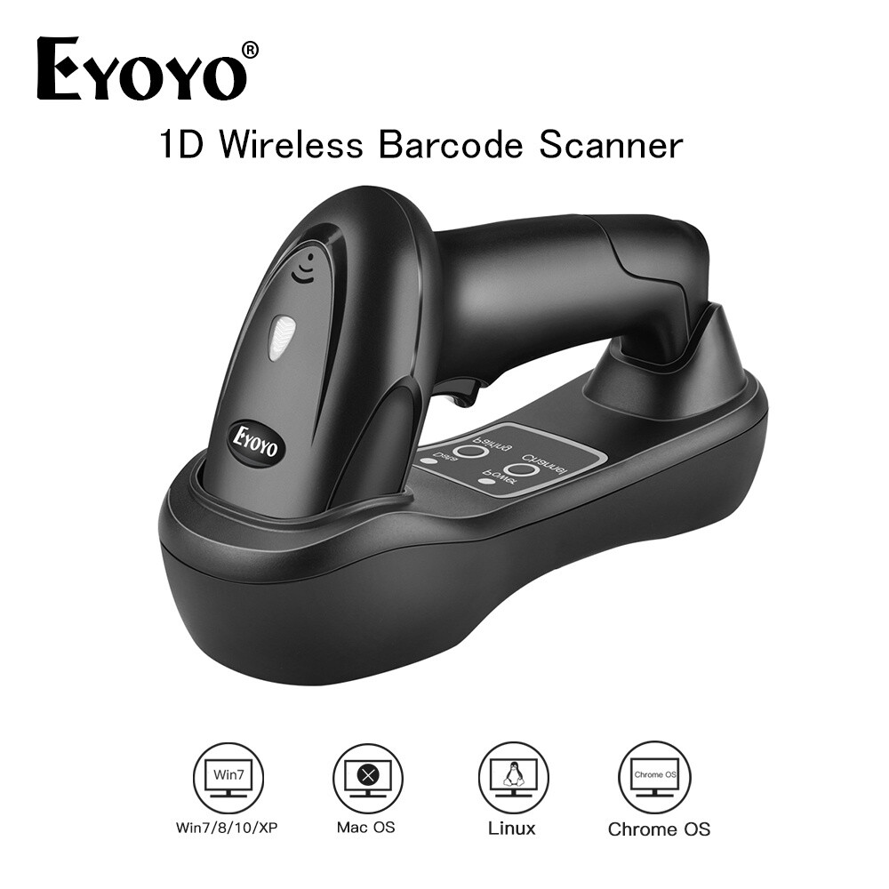 Eyoyo 1D Wireless Barcode Scanner Button Control for PC Windows 7/8/10/XP Mac OS