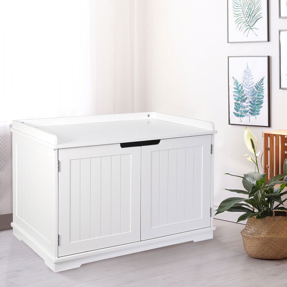 Washroom Storage Bench Litter Box Cover with Sturdy Structure Easy Assembly