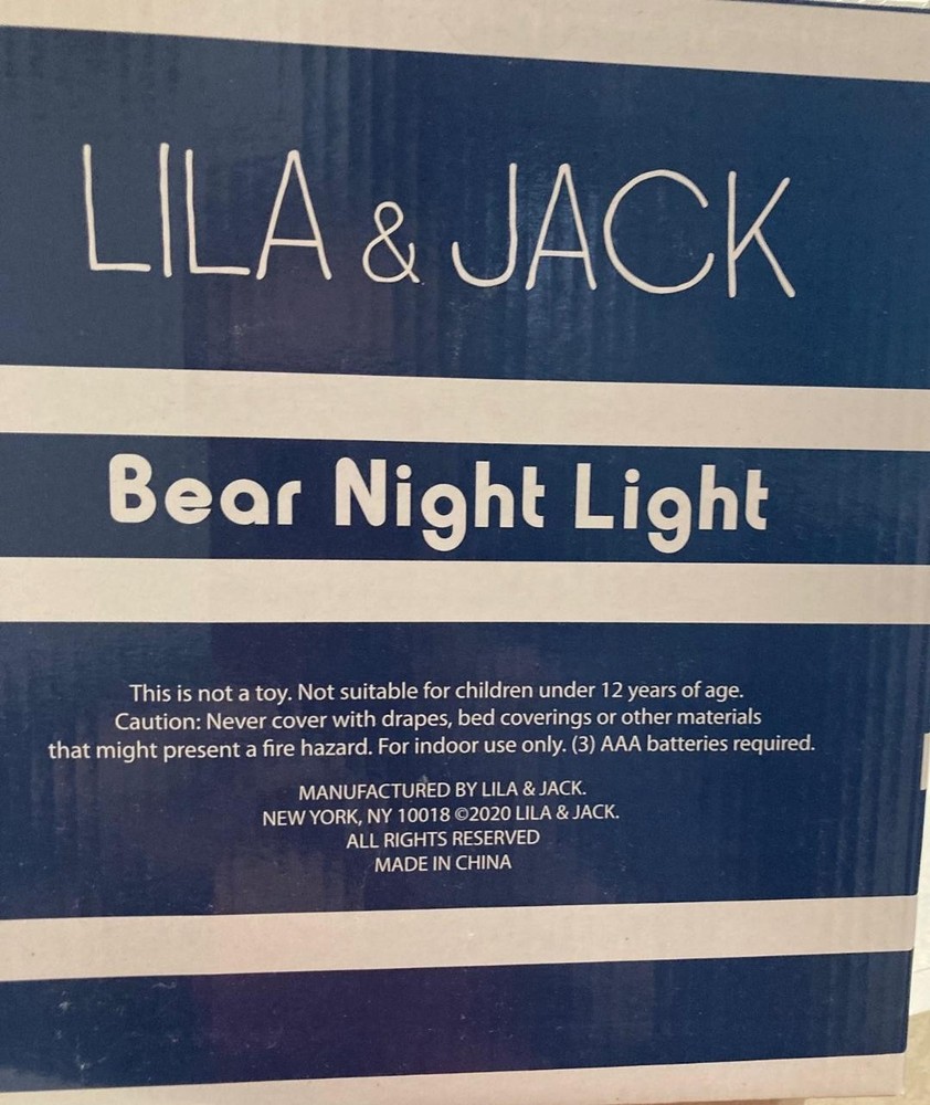Lila & Jack, Bear Night Light, Cordless Ceramic Night-light Style# AD1988