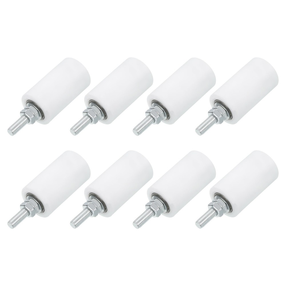 8Pcs Slide Gate Guide Roller, 2.7" Nylon Rollers Gate Support Assembly, White