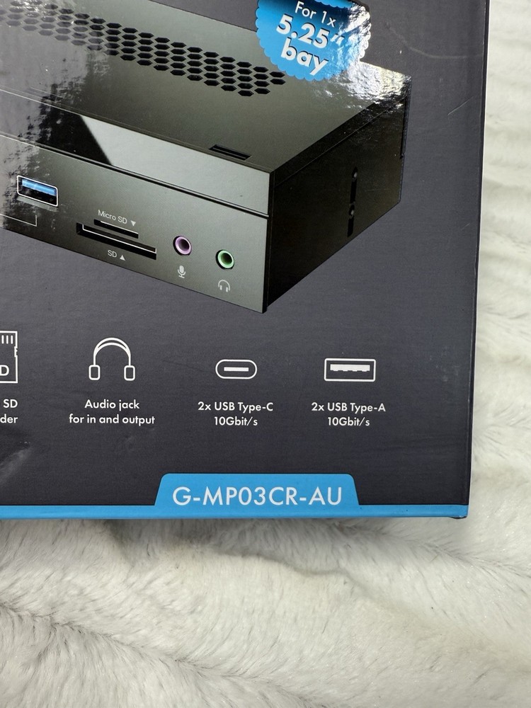 GRAUGEAR 5.25 Inch 10Gbps USB 3.2 PC Front Panel Card Reader with Audio Black