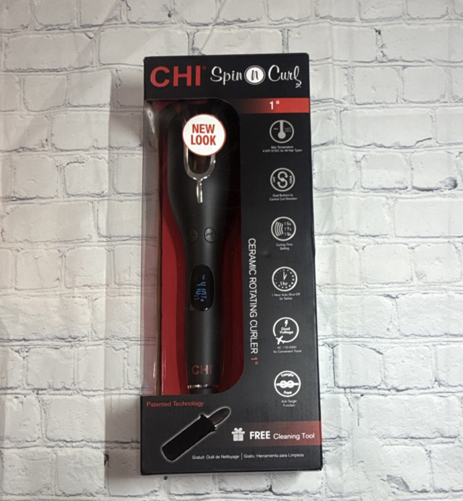 CHI Spin N Curl CA2247 Ceramic 1" Curling Iron Auto Shut-Off Black