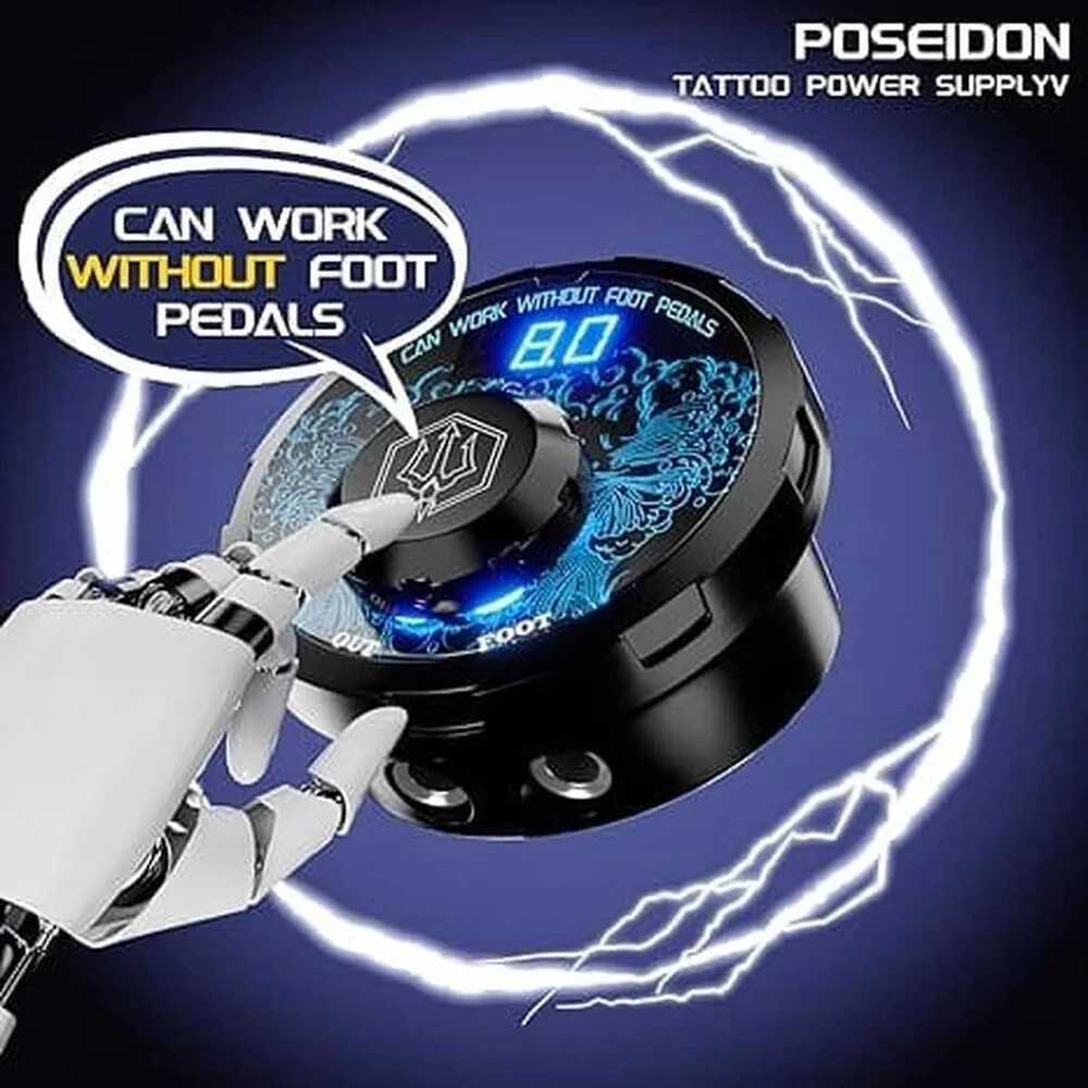 POSEIDON Black Quantum Rotary Tattoo Pen Kit TK038, Complete Kit!