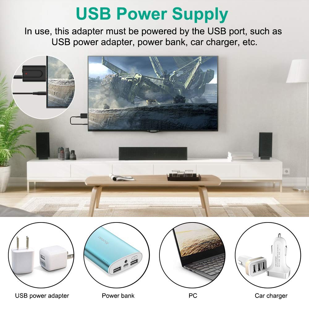 Bluetooth 5.0 Transmitter Receiver Adapter, 3.5mm Portable Small, 2 in 1