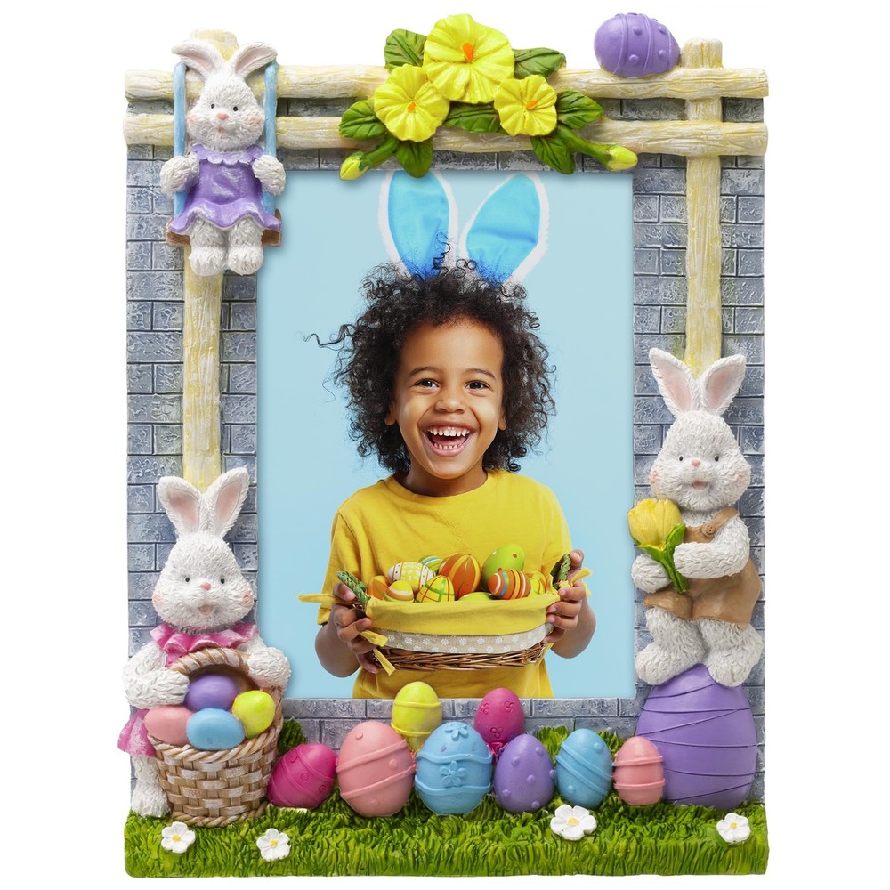 Easter Eggs and Bunnies 5" x 7" Resin Picture Frame