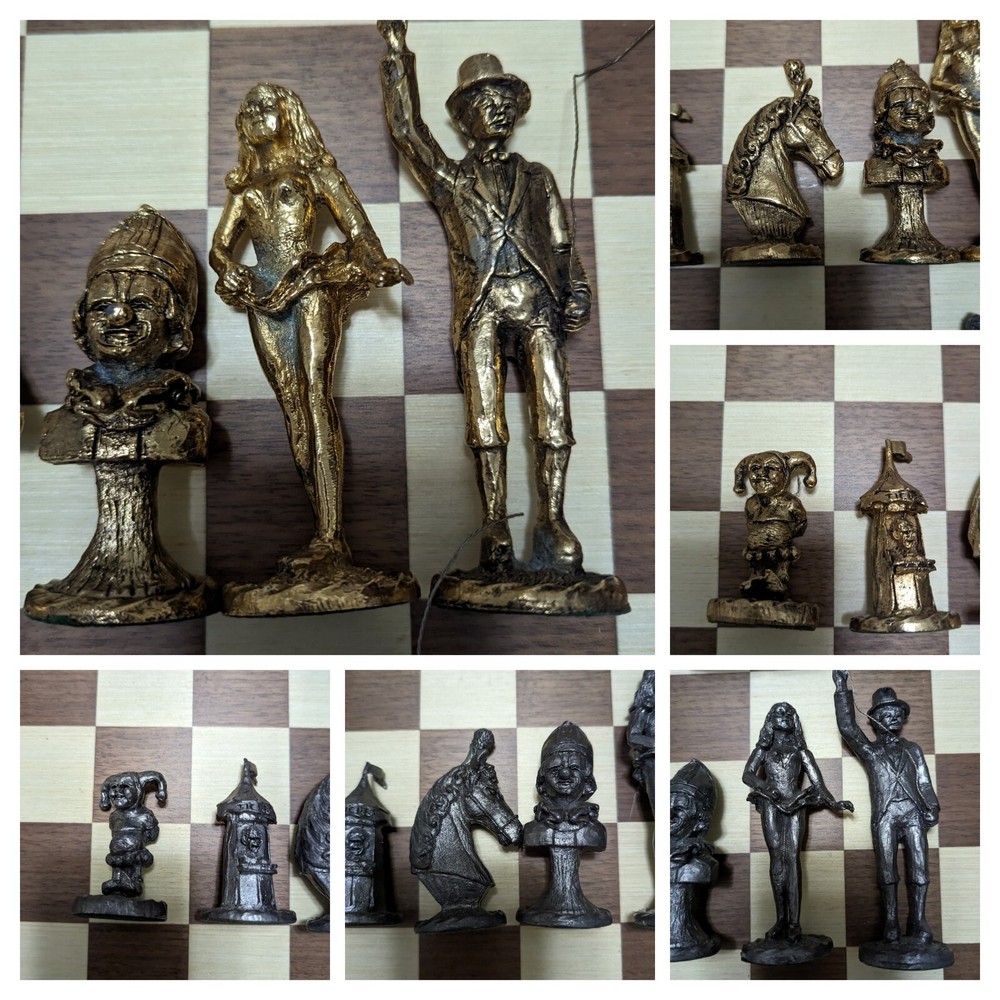 Rare Vintage Michael Ricker Pewter Circus Chess Set