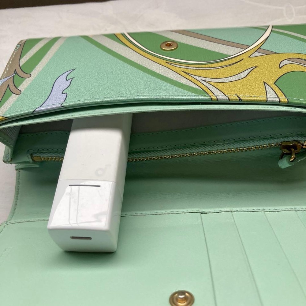 Emilio Pucci Bi-fold Wallet Green Floral Pattern