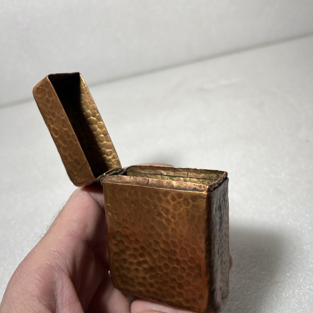 ANTIQUE AESTHETIC GORHAM HAMMERED COPPER CIGARETTE CASE BOX HINGED LID