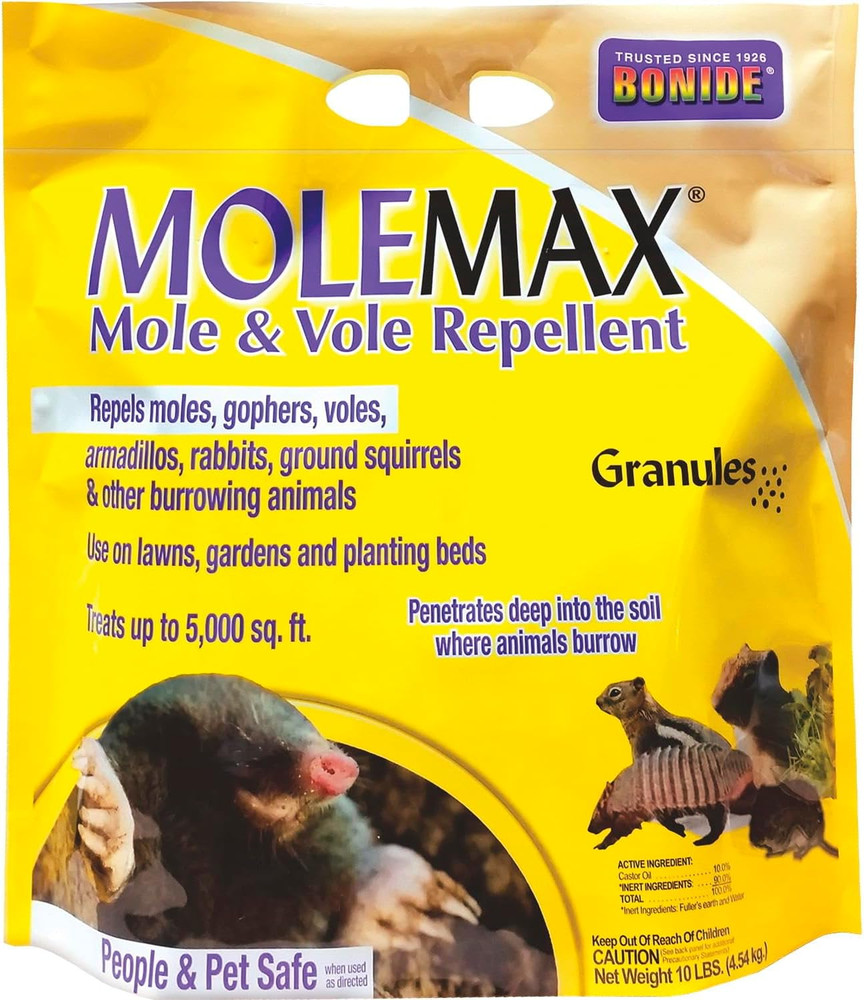 Molemax Mole & Vole Repellent Granules, 10 Lbs. Ready-To-Use, Outdoor Law