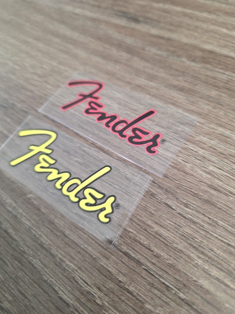 2 PC. Fender Solid Color Outlined Raised UV DTF Instant Headstock Decal
