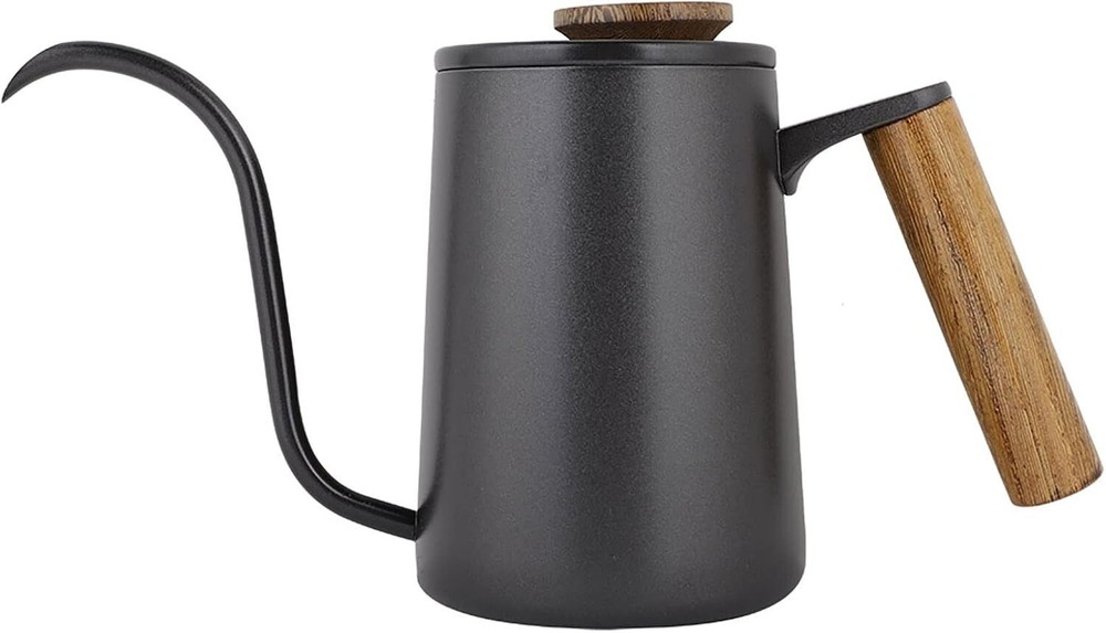 600ml Gooseneck Kettle,Stainless Steel Drip Over Coffee Kettle With Wooden Handl