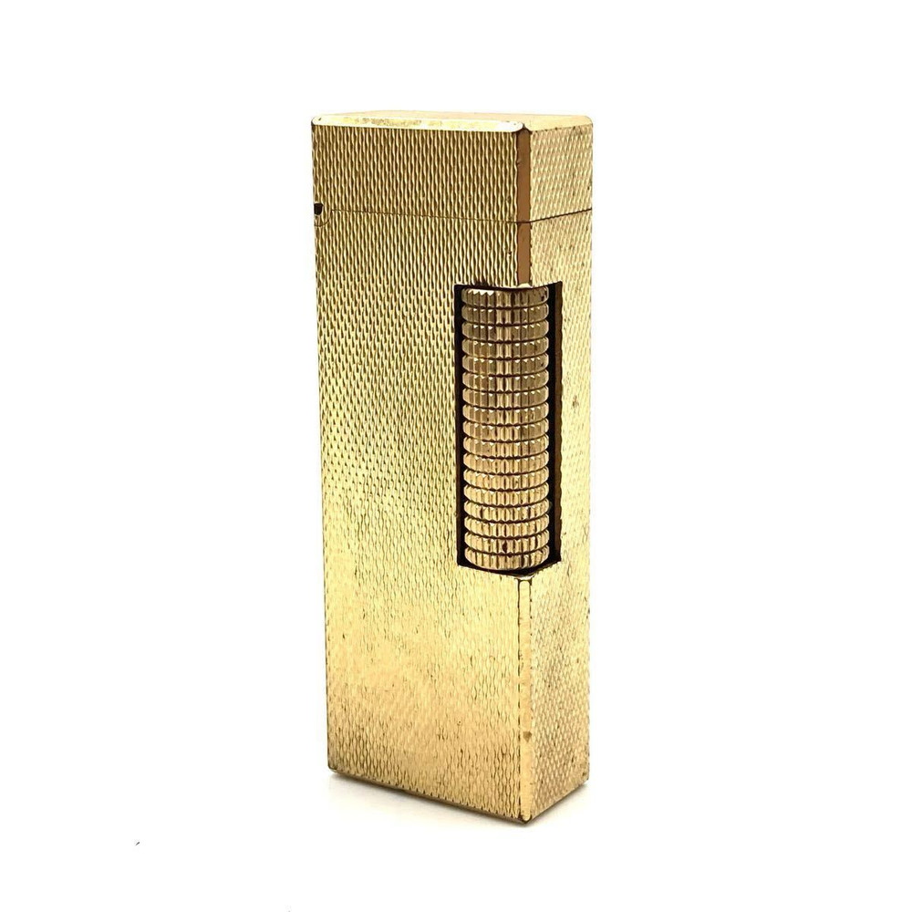 Dunhill Lighter Gold Wood Grain Pattern _Ultrasonically Cleaned_Ignition confirm