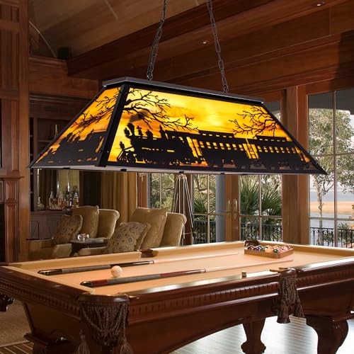 3 Light Pool Table Light, Vintage Train Billiard Light Retro Kitchen Island