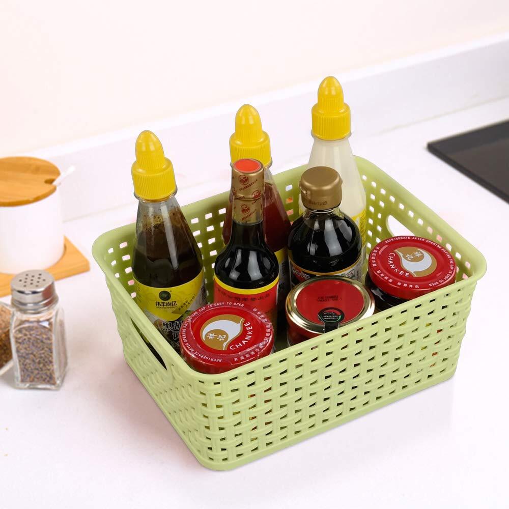 6 Pack Plastic Storage Baskets Storage Bins for Kitchen Office Bathroom