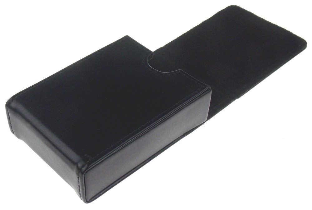 Black Single Deck Leather Playing Card Case Holder Poker Bridge Magnetic Storage