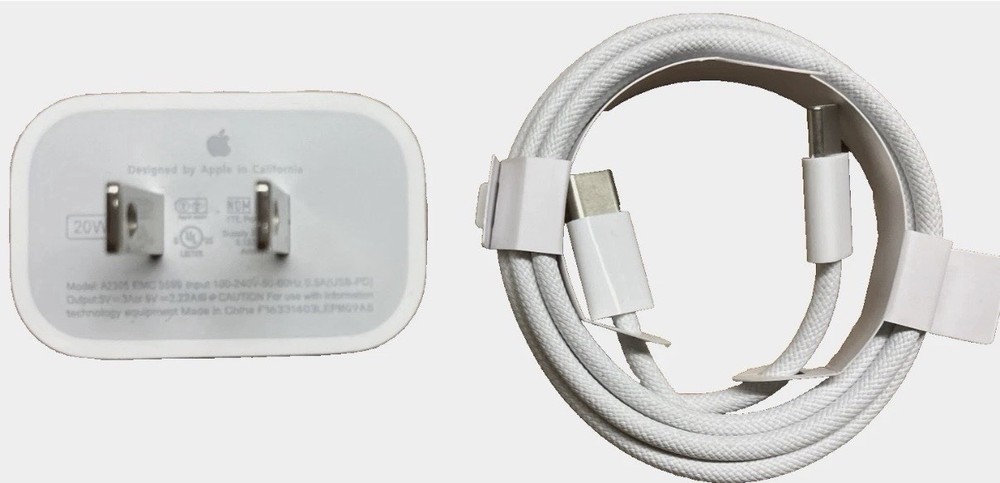 Apple 20W USB-C Fast Charger + 1M Woven USB-C Charge Sync Cable