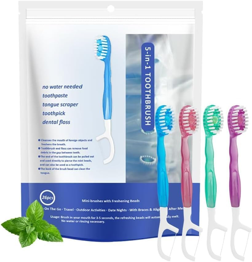 Toothpaste Tongue Scraper  Picks Floss Travel Case Disposable Toothbrushes-paste