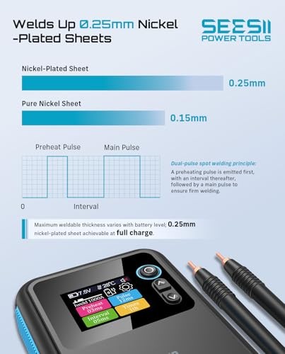 Battery Spot Welder: Continuous Welding Function, 8.0Ah Rechargeable Blue