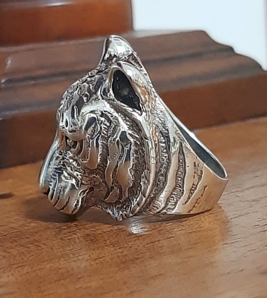 925 SILVER RING Men SEAL Tiger Ring Sterling Man $