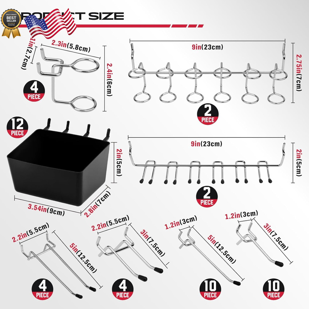 300-Piece Pegboard Hook Set, Pegboard Organizer Accessories for Hanging Durable