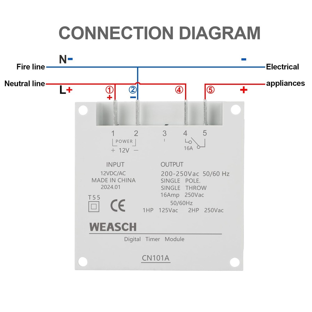 Digital LCD Timer Switch, DC/AC 12V 16Amp, Programmable, 28 Scheduled Times