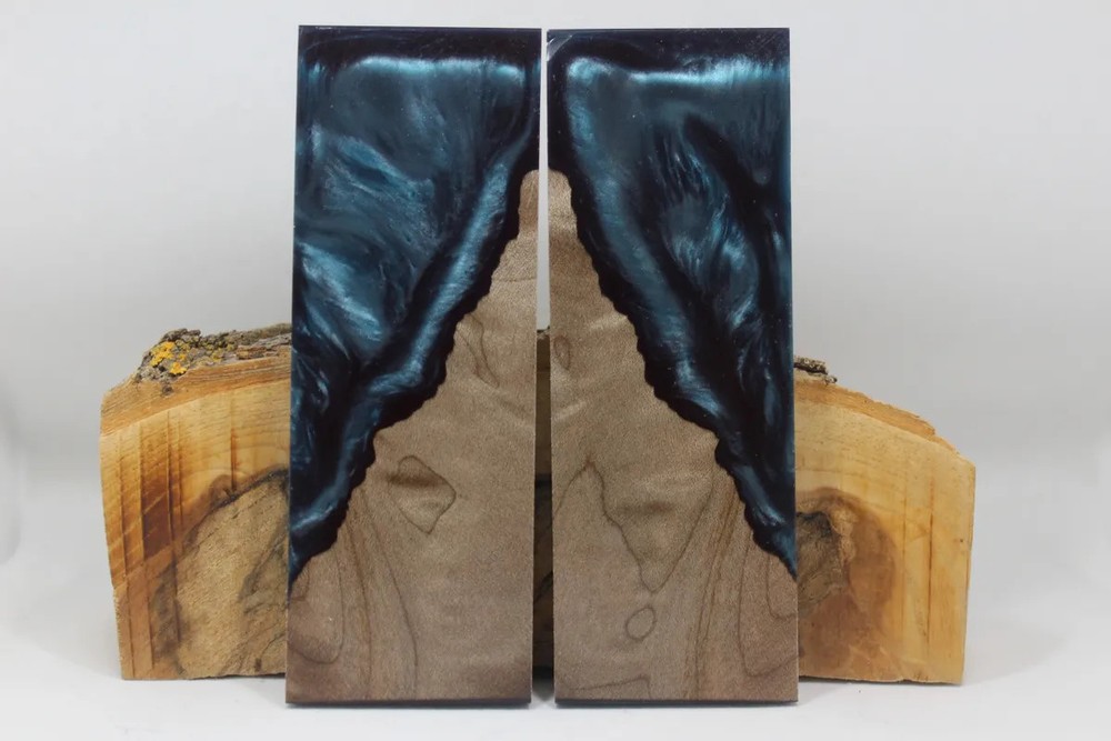 HYBRID STABILIZED MAPLE BLUE CUSTOM COMPOSITE KNIFE HANDLE MATERIAL (7753)