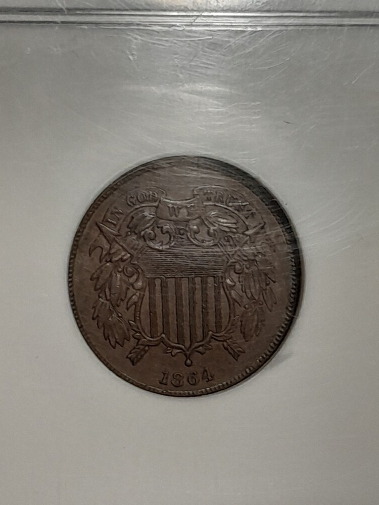1864 Large Motto Two Cent Piece NGC MS62 BN