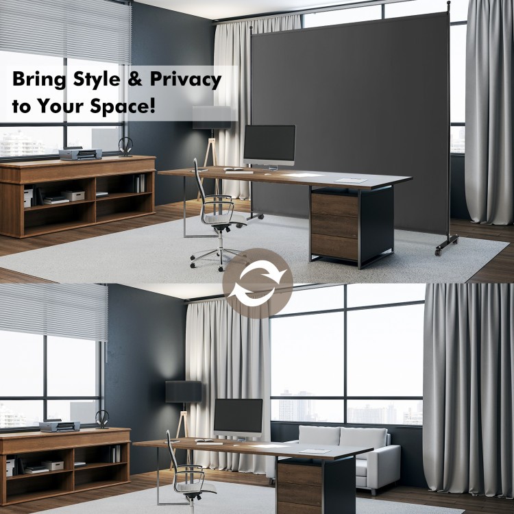 6ft Rolling Room Divider with Wheels | Privacy, Light Blocking, Single Panel