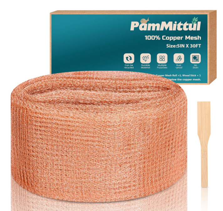 Copper mesh rodent control rustproof roll for snail 5in x 30ft.