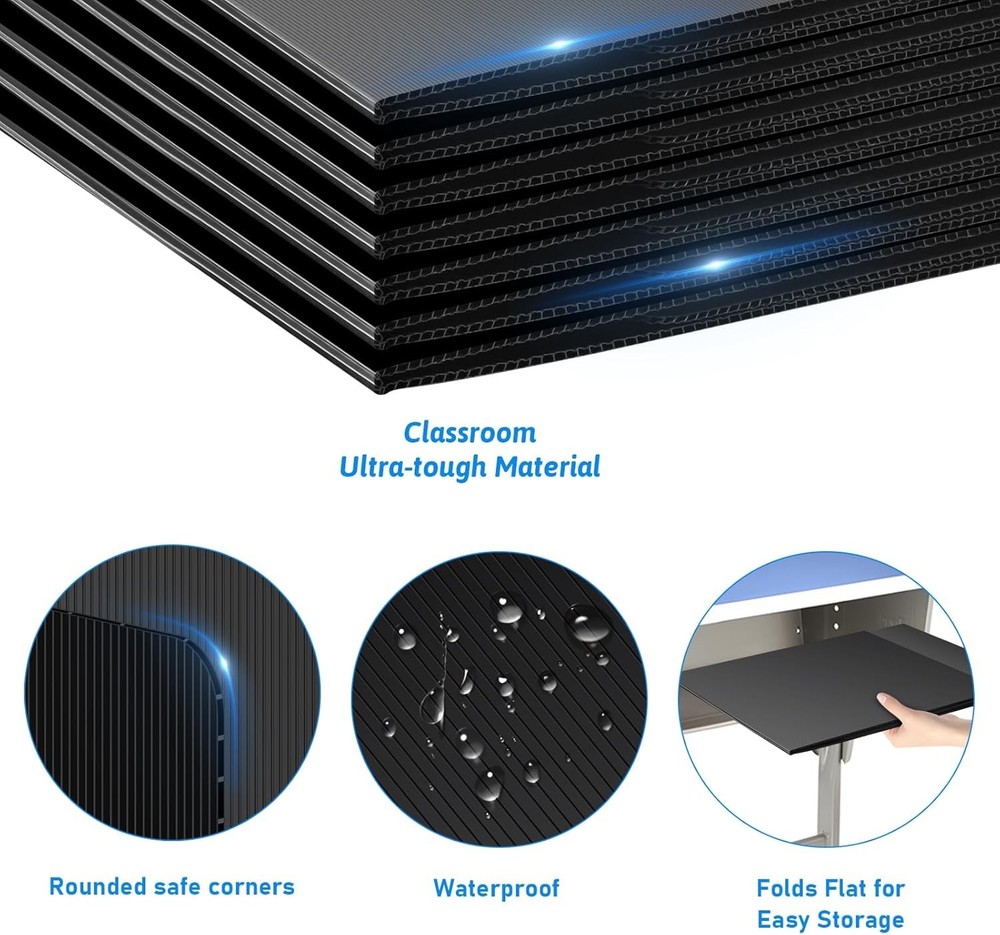 Black 24-Pack Desk Dividers for Students, Waterproof Durable Plastic Study Ca...