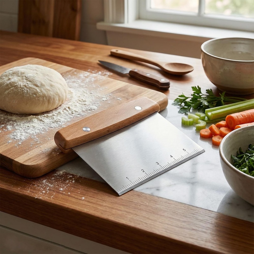 WANRHDZS Dough Cutter, Kitchen Scraper, Food Multipurpose wood