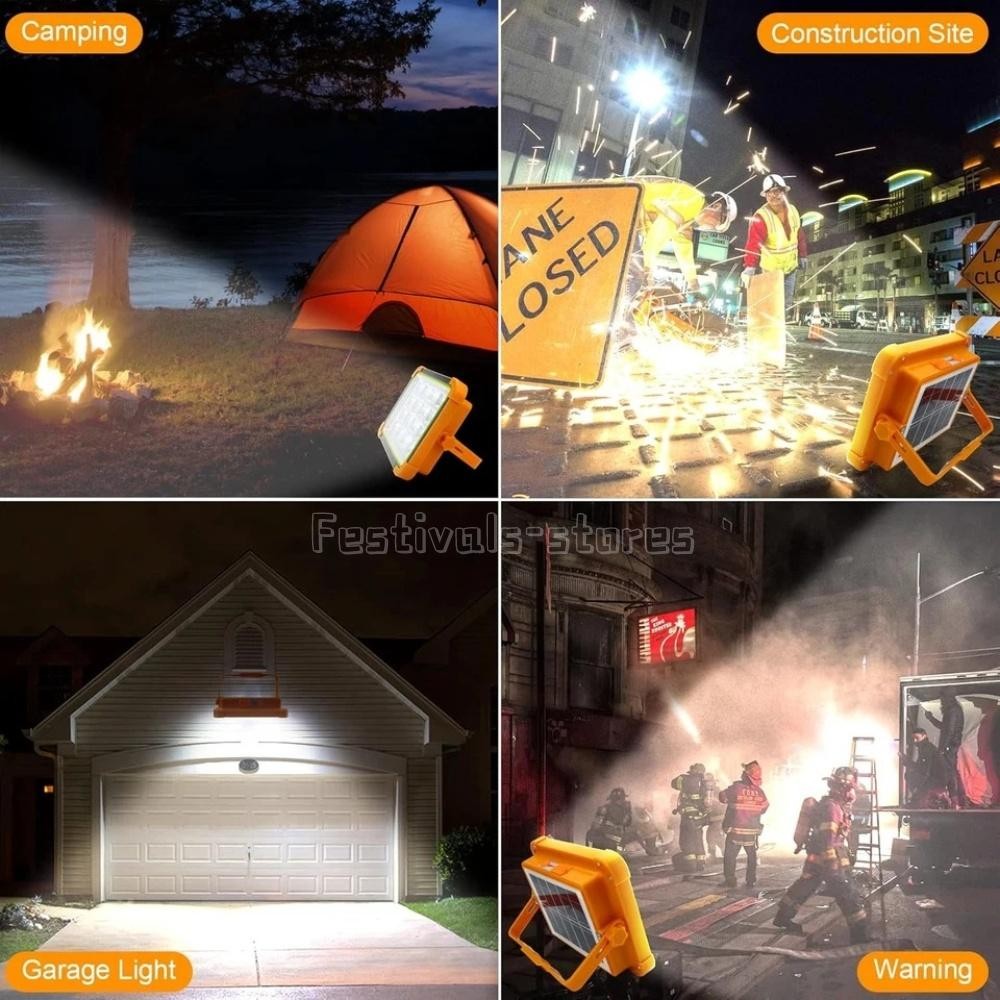 Portable LED Solar Work Light USB Rechargeable Emergency Worklight Security Lamp