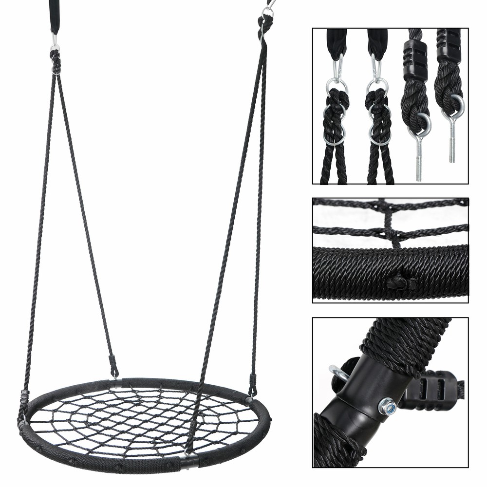 A-Frame Swing Stand Yard Lawn Playground + 48'' Spider Web Tree Swing Net